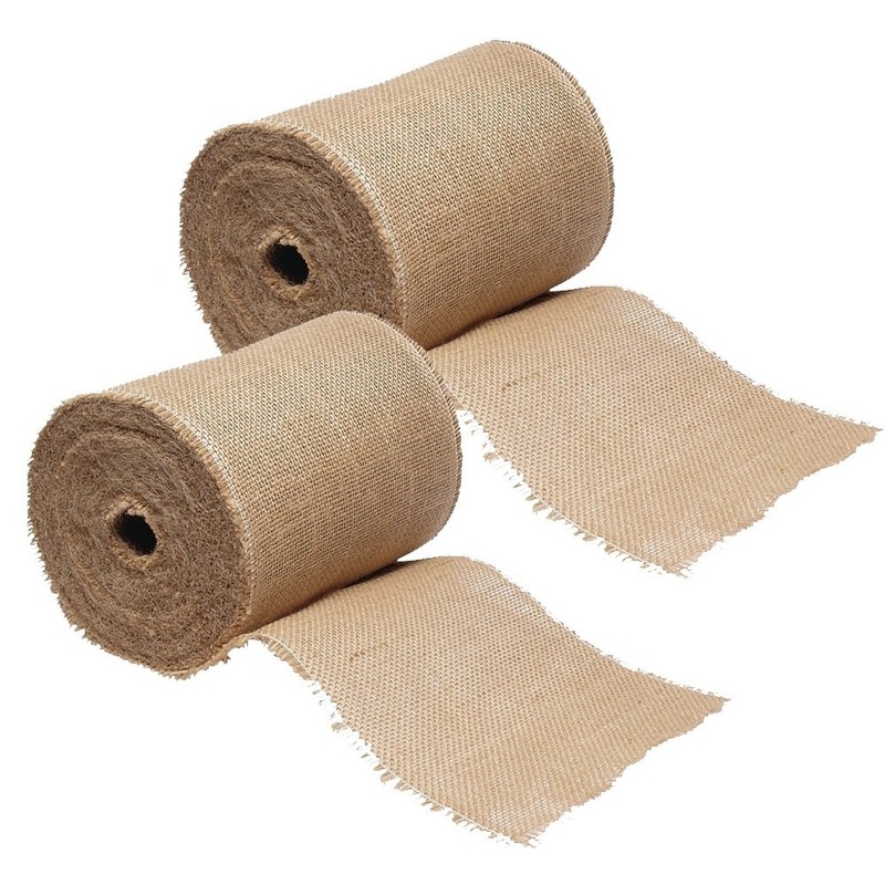 Rol jute lint/decoratielint - 2x - 20 cm x 25 meter op rol - hobby/decoratiemateriaal - jute stof -