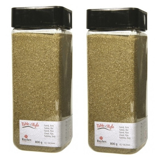 Fijn decoratie zand - 2x - goud - 475 ml - decoratie - zandkorrels - bloempot/vaas/knutselen -