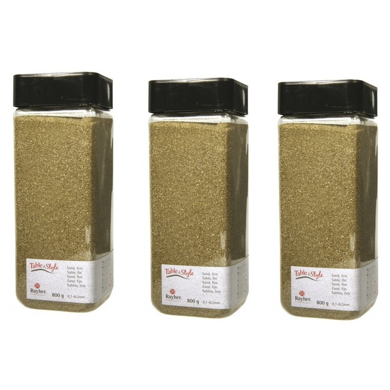 Fijn decoratie zand - 3x - goud - 475 ml - decoratie - zandkorrels - bloempot/vaas/knutselen -