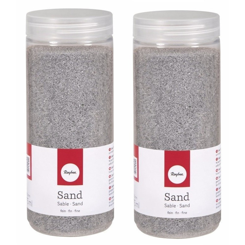 Hobby Fijn decoratie zand korrels - 2x - zilver - 475 ml - zandkorrels - knutselmateriaal -