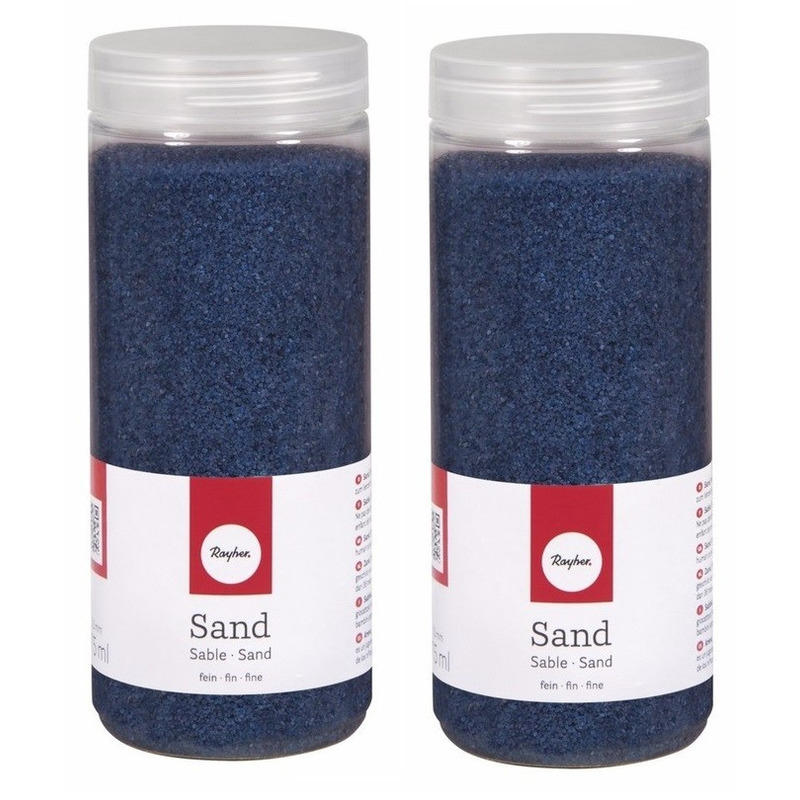 Hobby Fijn decoratie zand korrels - 2x - blauw - 475 ml - zandkorrels - knutselmateriaal -