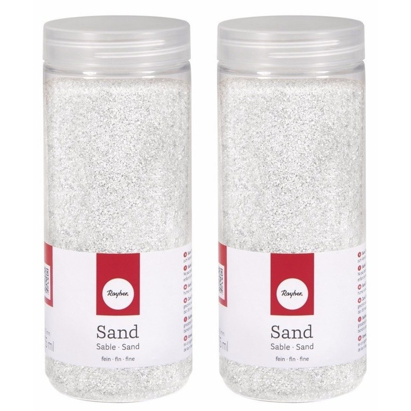 Hobby Fijn decoratie zand korrels - 2x - wit - 475 ml - zandkorrels - knutselmateriaal -