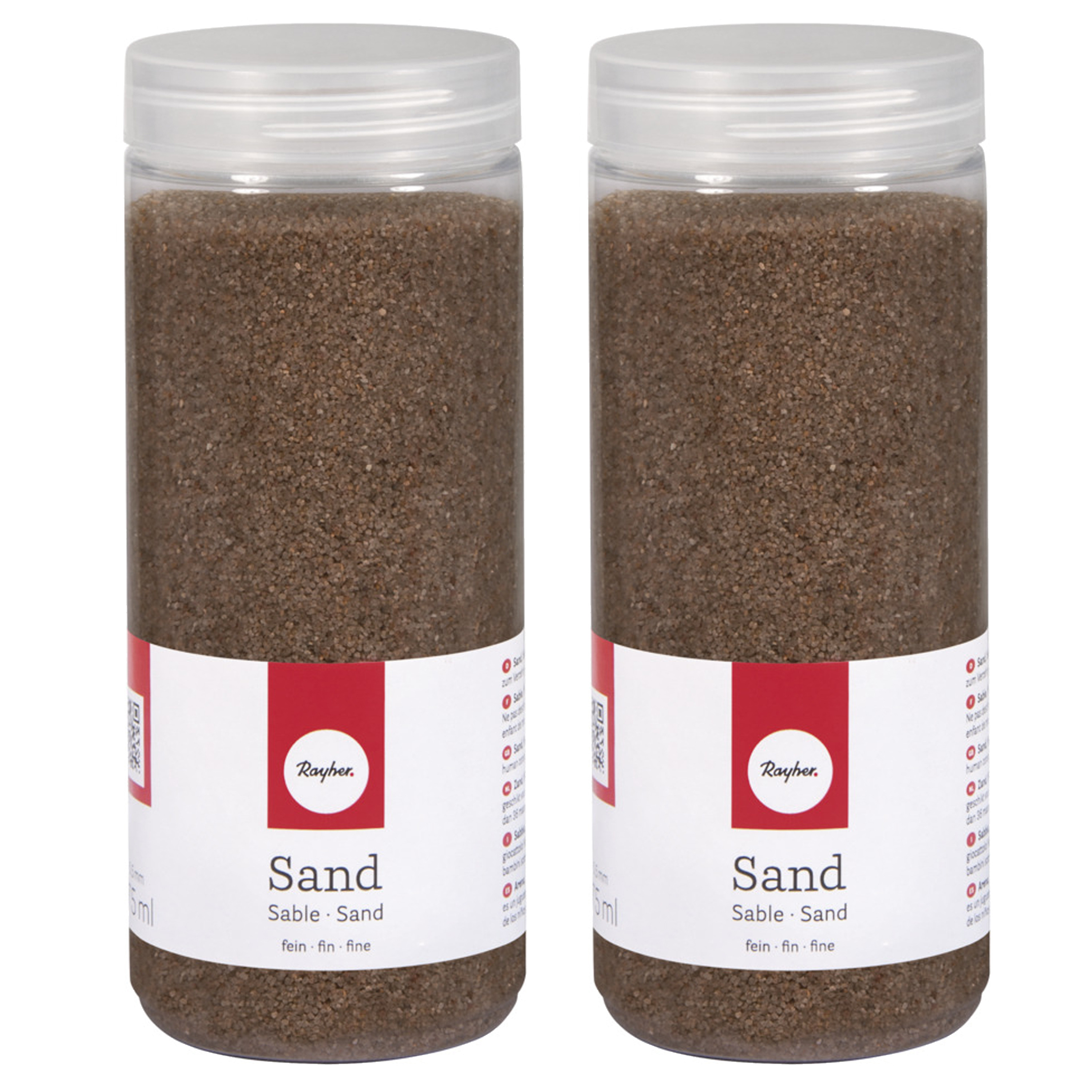 Hobby Fijn decoratie zand korrels - 2x - bruin - 475 ml - zandkorrels - knutselmateriaal -