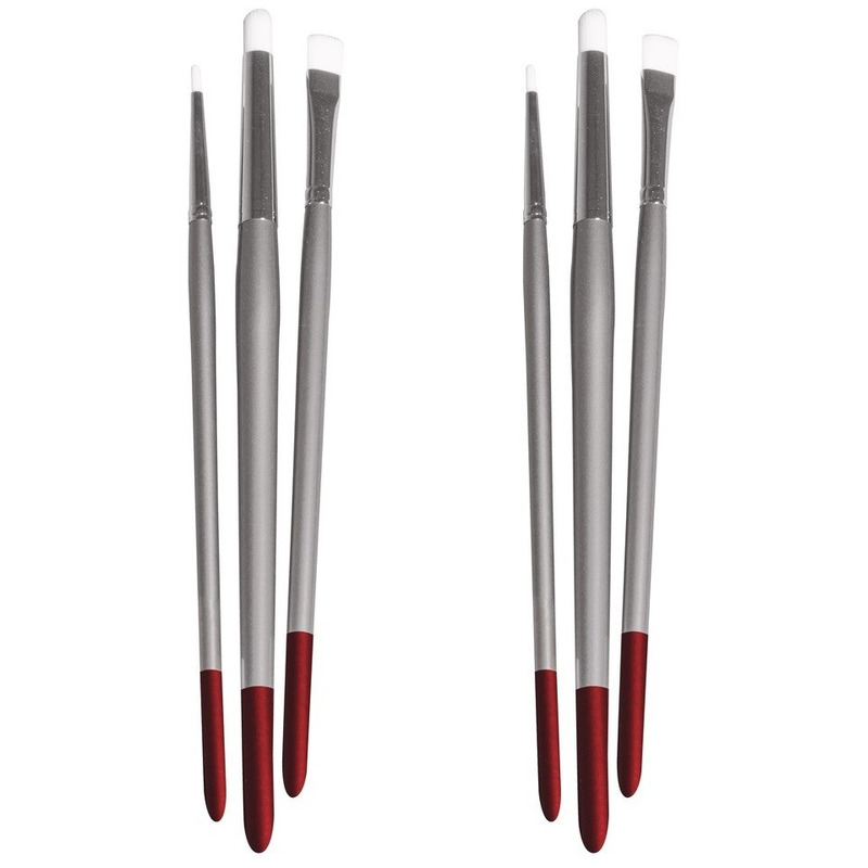 Textielverf penselen wit 6 stuks -