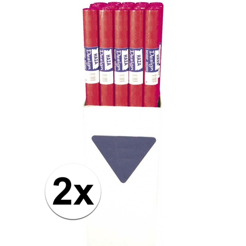 2x Rood papieren tafelkleed op rol -