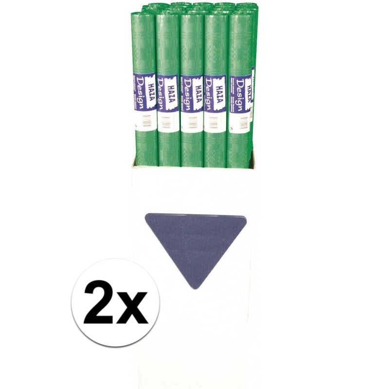 2x Groen papieren tafelkleed op rol -