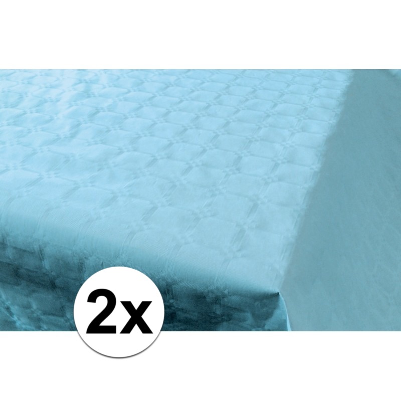 2x Babyblauw papieren tafelkleed op rol -