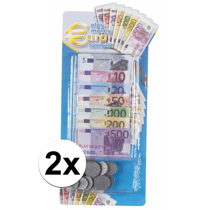 Set van 2x stuks euro speelgeld set 90 delig -