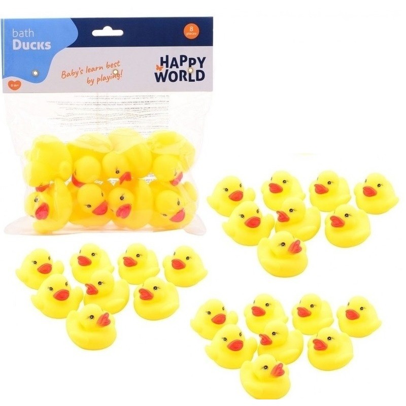 32x Badeendjes geel 6 cm -