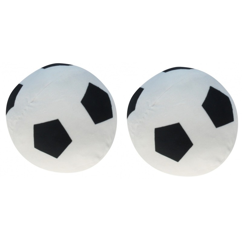 2x Pluche speelgoed voetbal 16 cm -