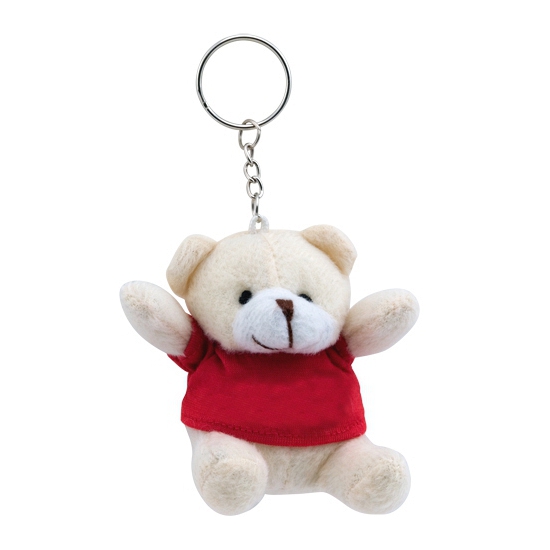 5x Pluche teddybeer knuffels sleutelhangers rood 8 cm -