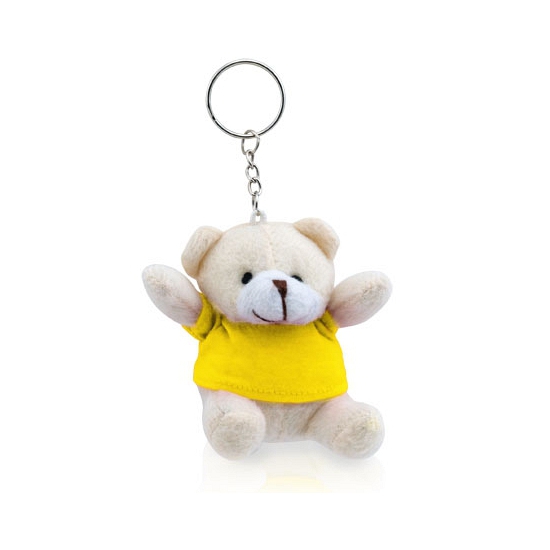 5x Pluche teddybeer knuffels sleutelhangers geel 8 cm -