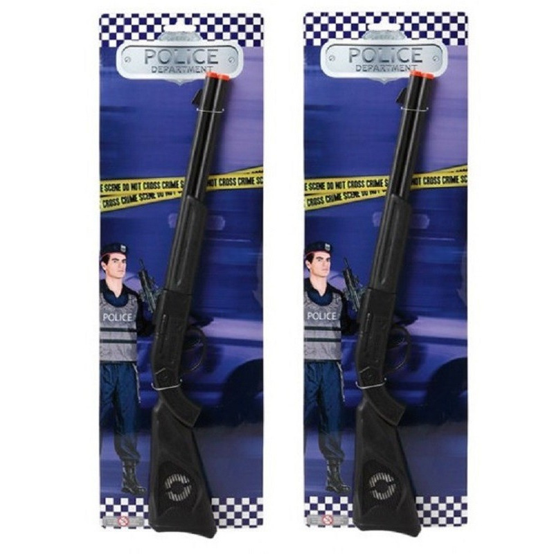 2x Politie/soldaten speelgoed verkleed geweer 56 cm -