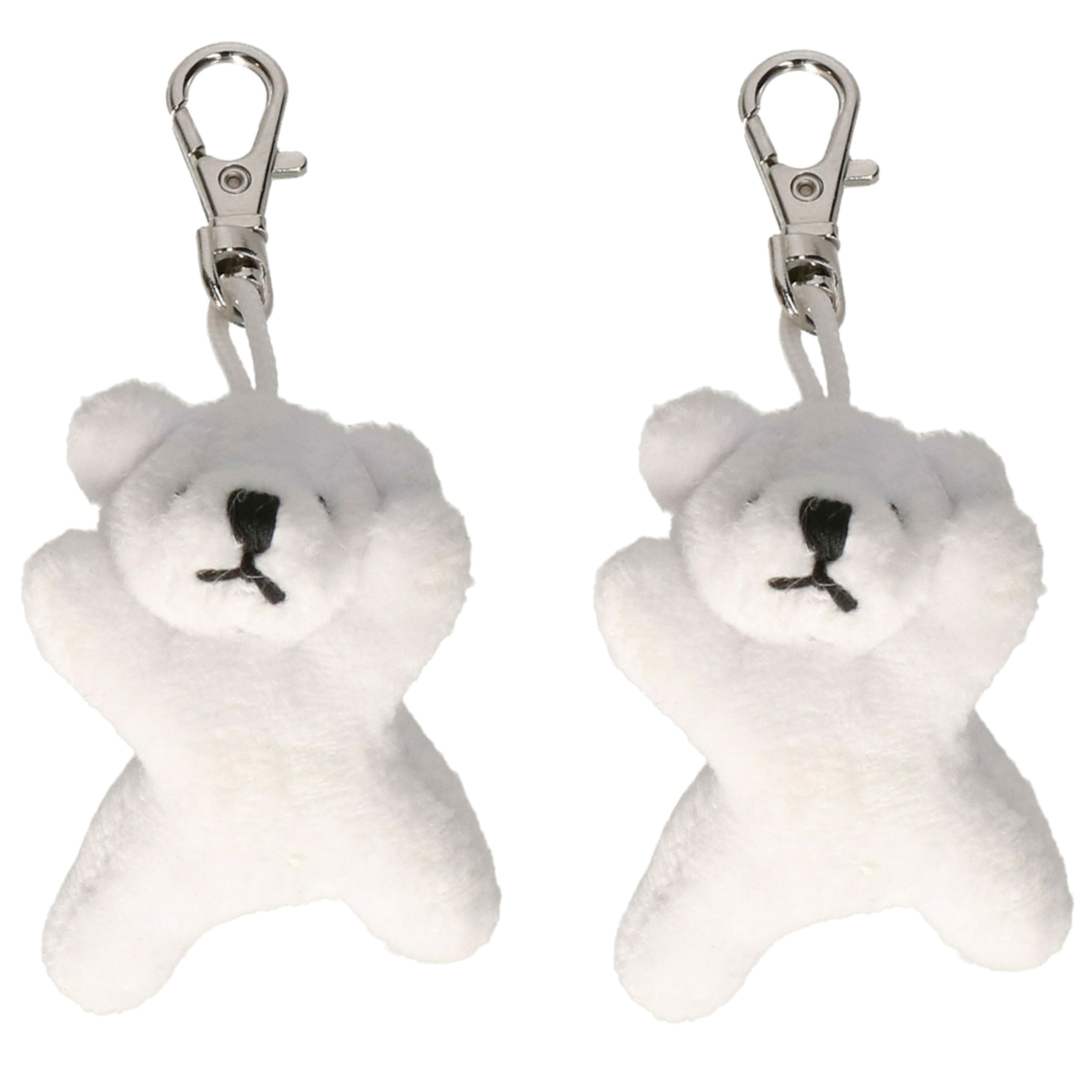 2x Pluche IJsbeer knuffel sleutelhanger 6 cm -