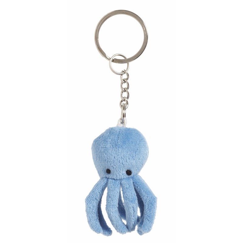 2x Pluche Octopus knuffel sleutelhanger 6 cm -