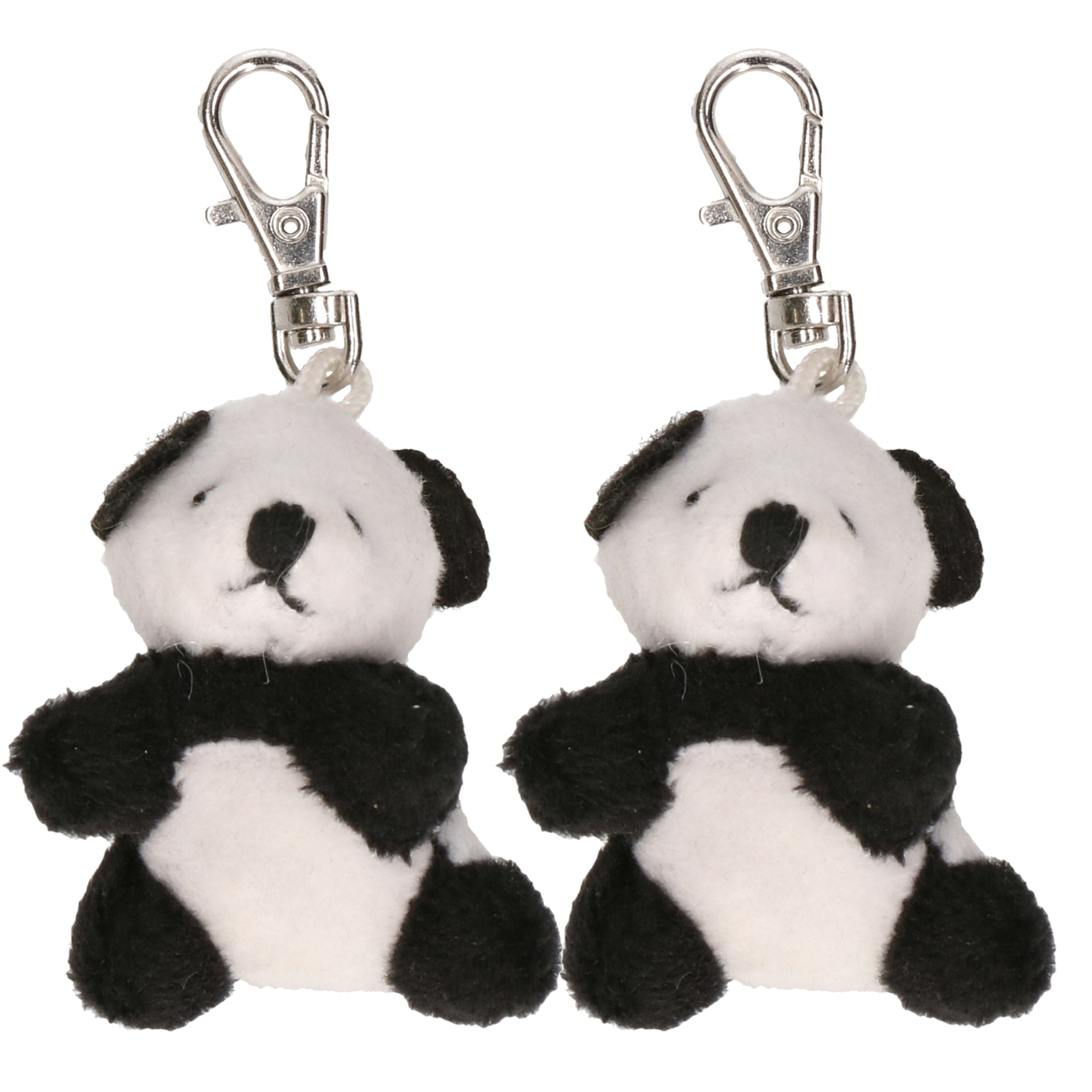 2x Pluche panda knuffel sleutelhangers 5 cm -