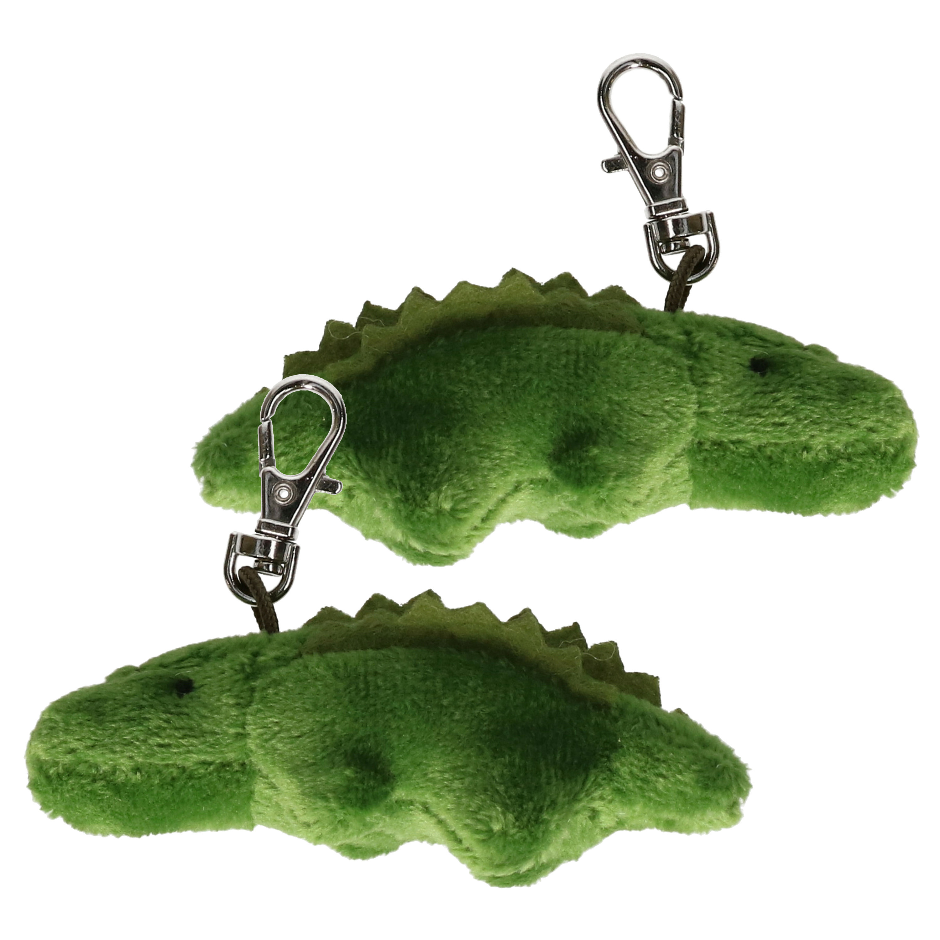 2x Pluche krokodil knuffel sleutelhanger 6 cm -