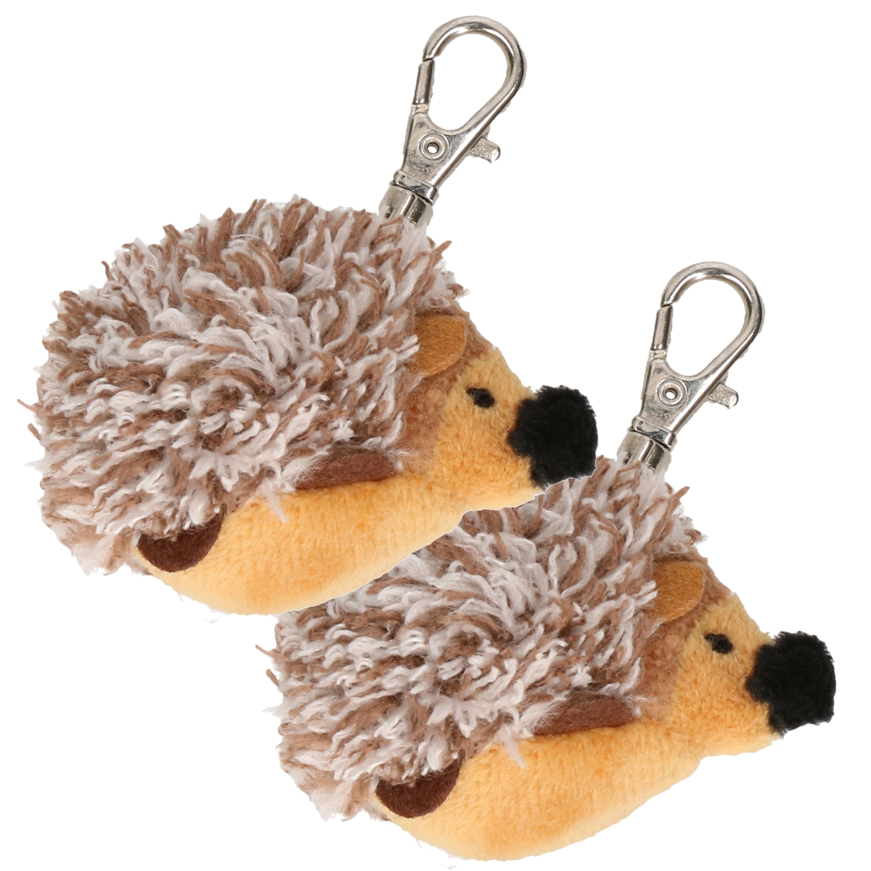 Nature Planet Egel - 2x - pluche knuffel dier - sleutelhanger - 5 cm - tuin dieren -