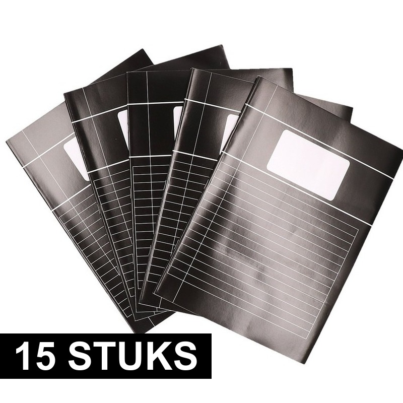 15x Zwarte A4 lijntjes schriften pakket -