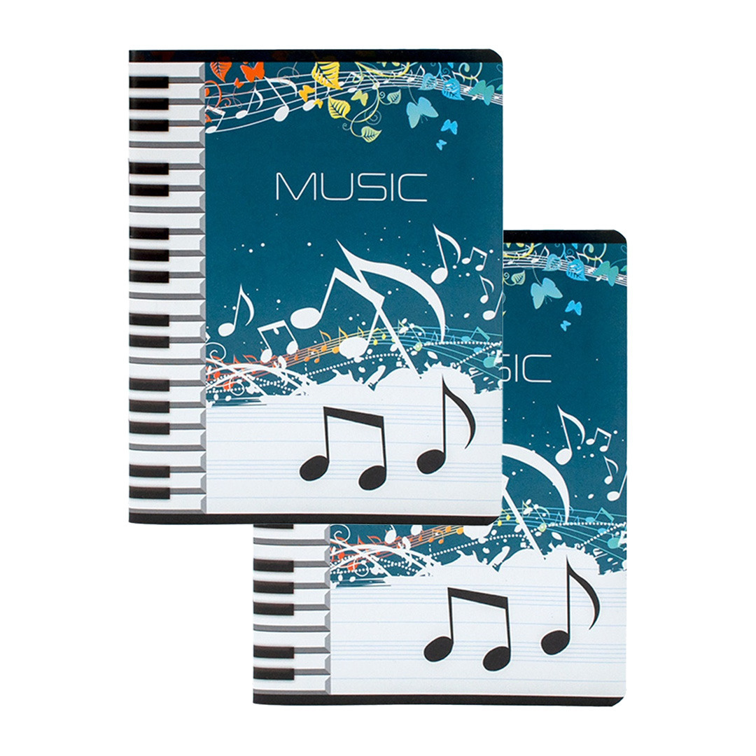 2x A5 muziekschriften met notenbalken -