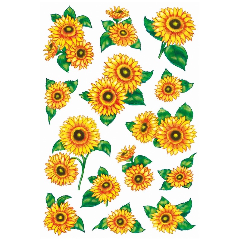 Zonnebloemen glitter thema stickers - 84x stuks - kinderstickers - stickervellen - decoratie artikel -