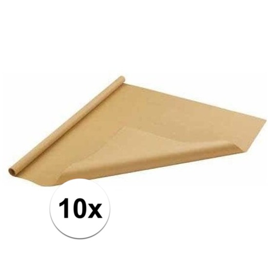 Inpakpapier/cadeaupapier - 10x - 500 x 70 cm - bruin -