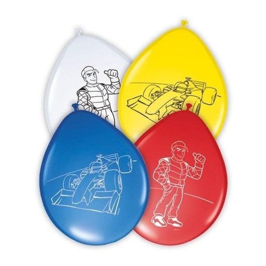 8x Race verjaardag thema ballonnen 28 cm -