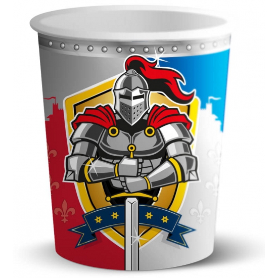 8x stuks ridder verjaardag thema feest bekers 250 ml -