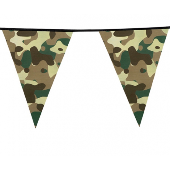 Camouflage vlaggenlijn - 6 meter - plastic - army - leger thema - vlaggetjes -
