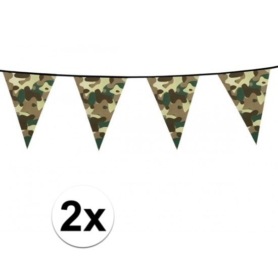 2x Camouflage vlaggenlijnen 6 meter -