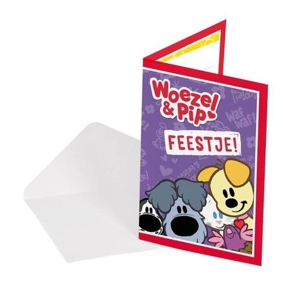 16x Woezel en Pip themafeest uitnodigingen -