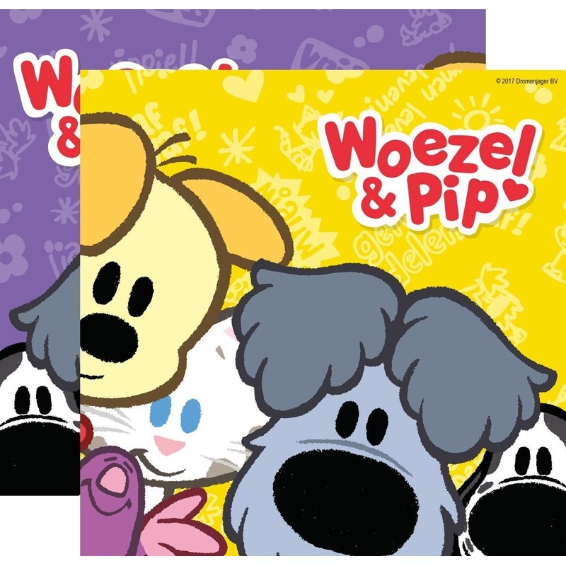 60x Woezel & Pip themafeest servetten 33 x 33 cm papier -