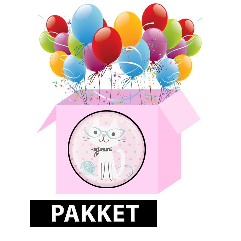 Katten/poezen thema feest pakket -