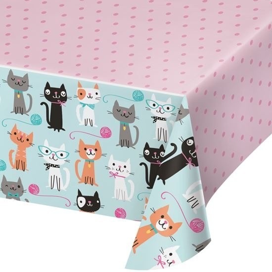 Katten/poezen thema tafelkleed roze 137 x 259 cm -