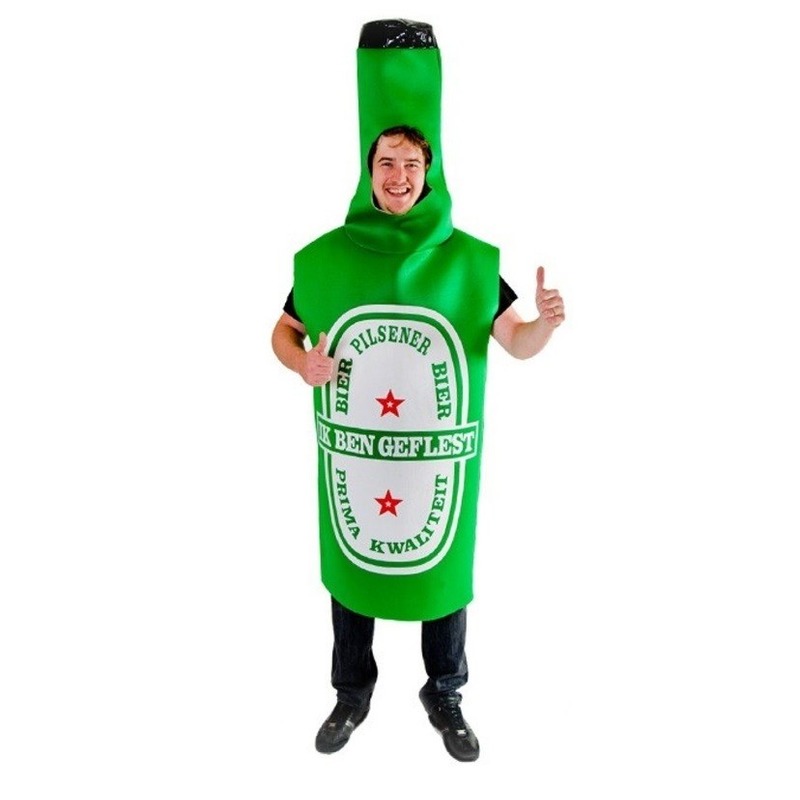 Bierfles kostuum / verkleedpak voor volwassenen - ik ben geflest - one size - groen - bierfeest One size -
