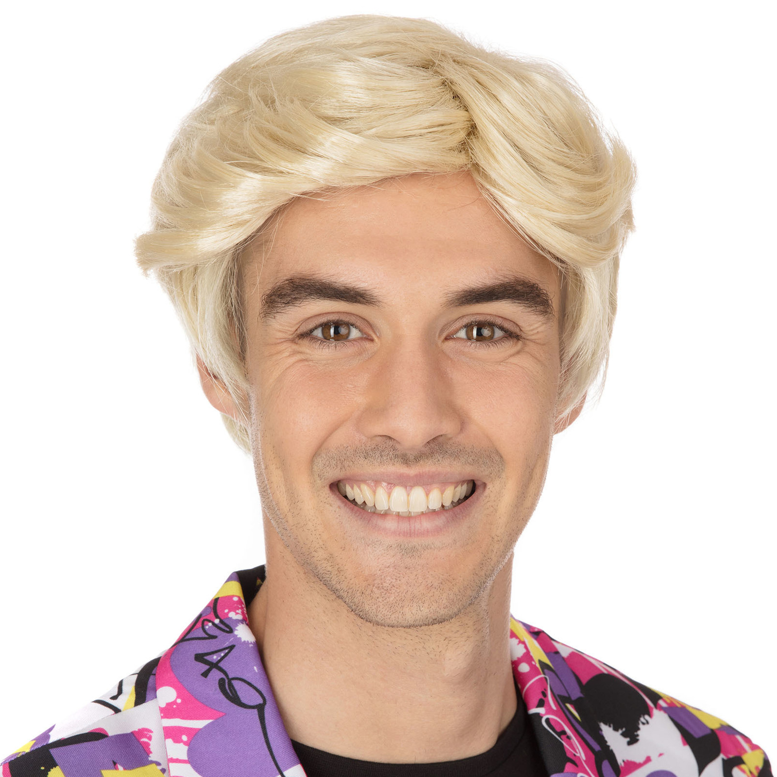 Carnaval verkleed ouderwetse herenpruik - blond - van vroeger en boyband stijl -