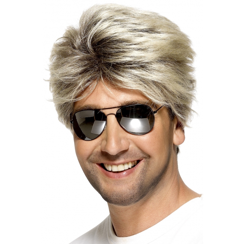 Verkleed herenpruik jaren 80 - Blond - Kort haar - carnaval pruiken -
