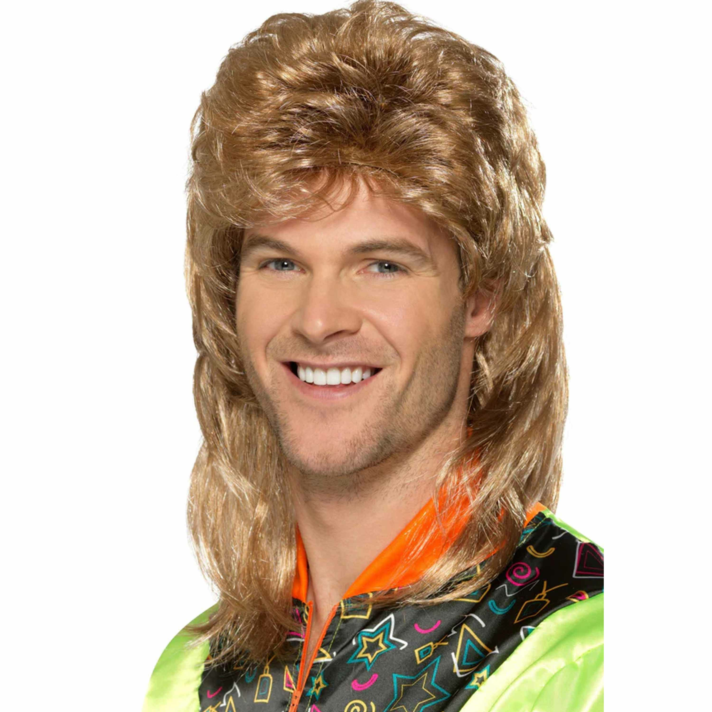 Herenpruik met matje in de nek - blond - jaren 80/90 foute party - new kids/aso look -