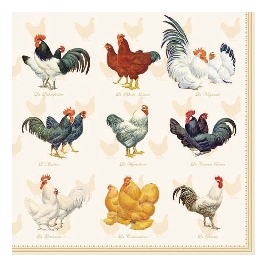 20x Kip/haan Pasen thema servetten 33 x 33 cm -