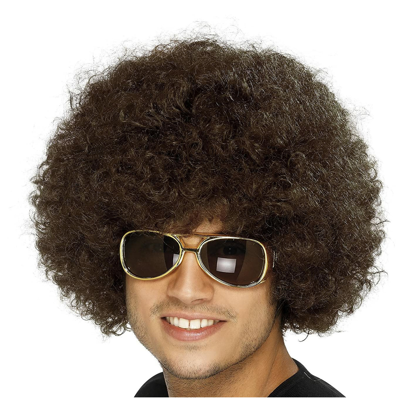 Afro verkleed pruik bruin - voor volwassenen -