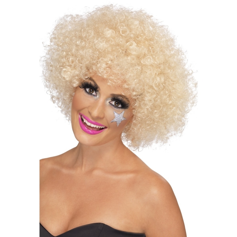 Afro verkleedpruik - blond - voor dames - Seventies thema -