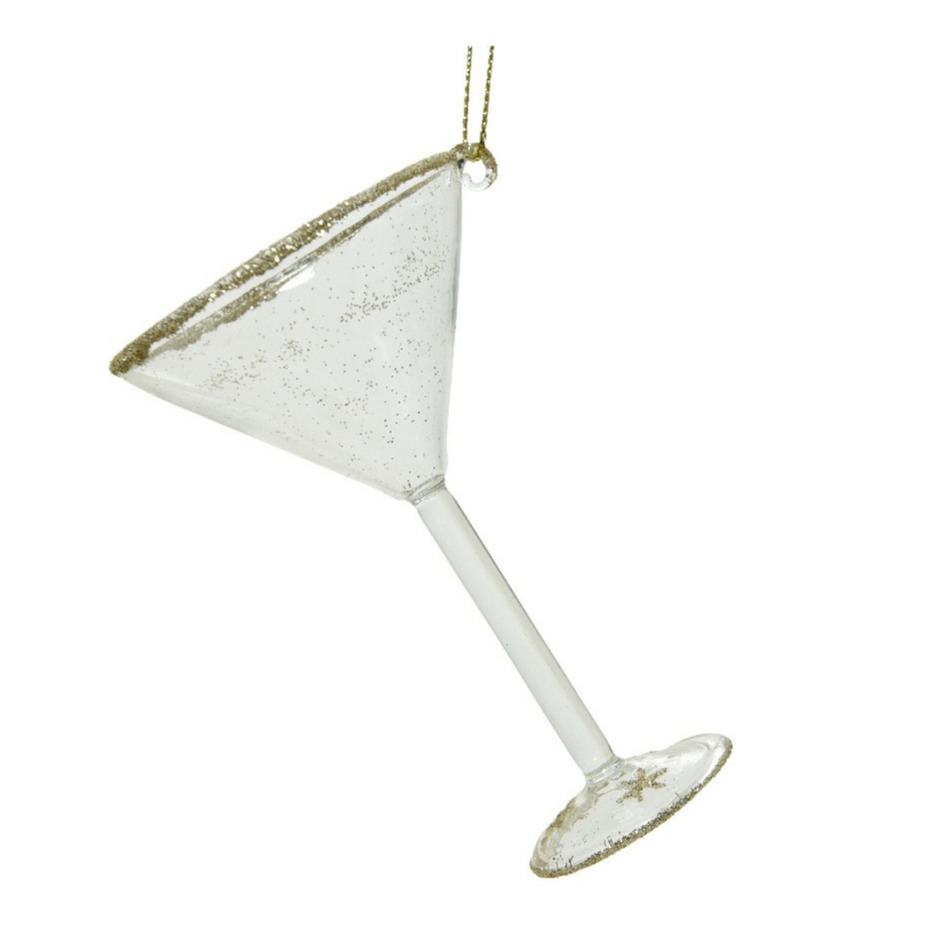 Transparant cocktailglas kerstversiering hangdecoratie 10 cm -
