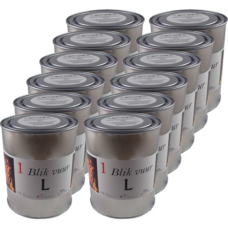 12x Tuinfakkels vuur verlichting in blik 11 x 13 cm 5-8 brandure -