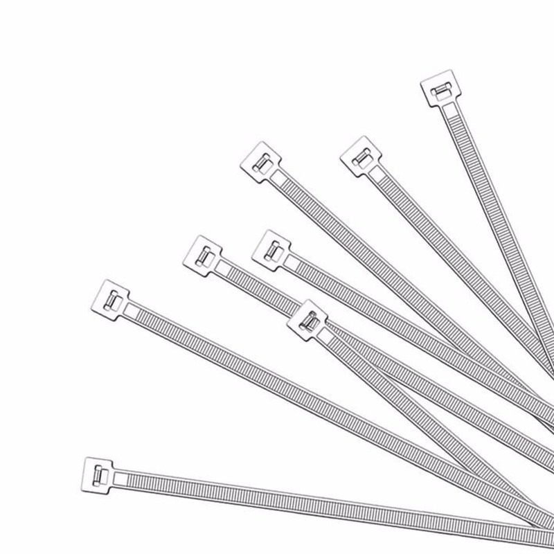 100x Kabelbinders hersluitbaar tie-wraps wit 200 x 7,6 mm -