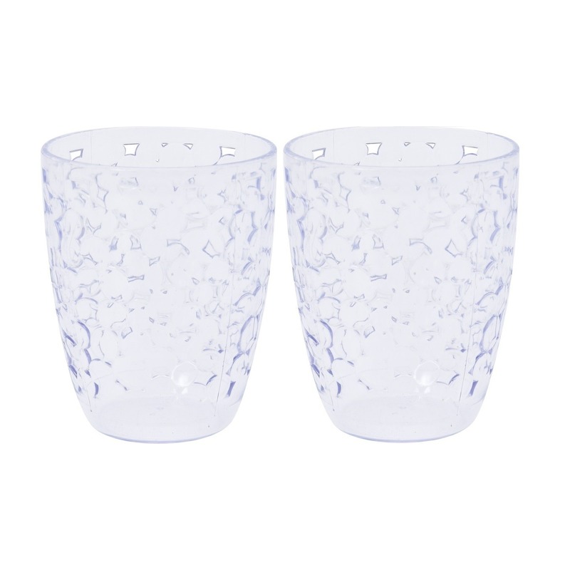 2x Transparante glazen/bekers met druppel design 10 cm -