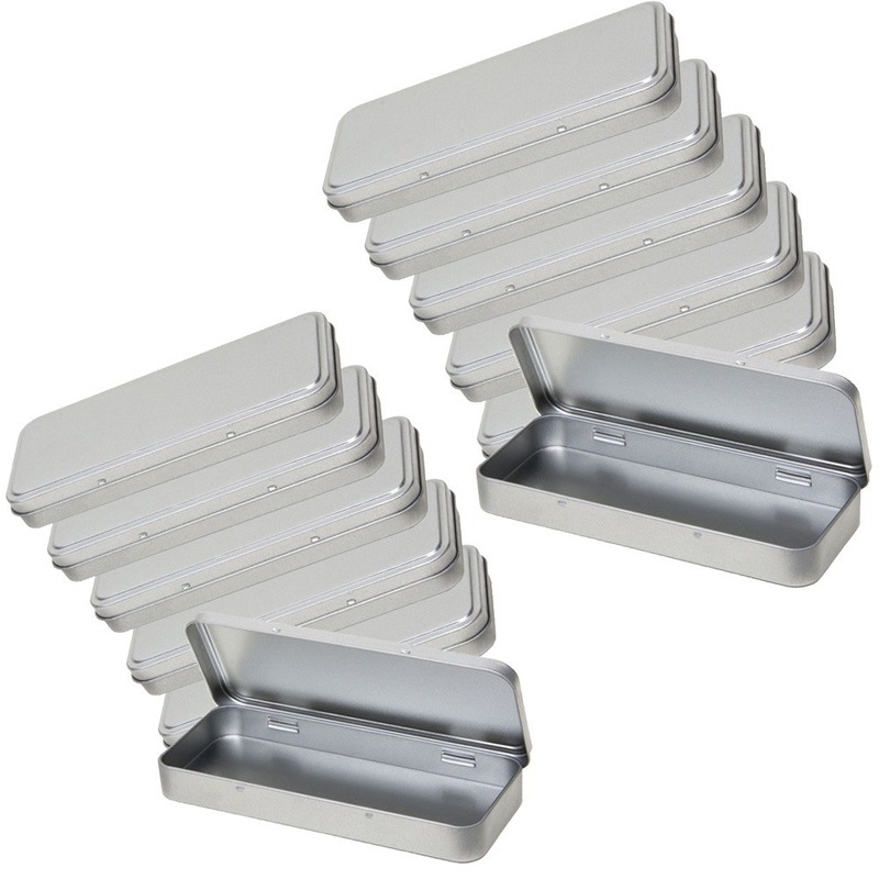 12x Zilveren pennendoos/pennenblik 8 x 18 cm -
