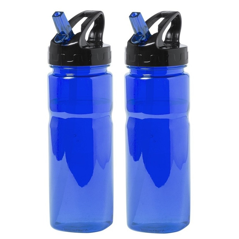 2x Blauwe drinkfles/waterfles 650 ml -