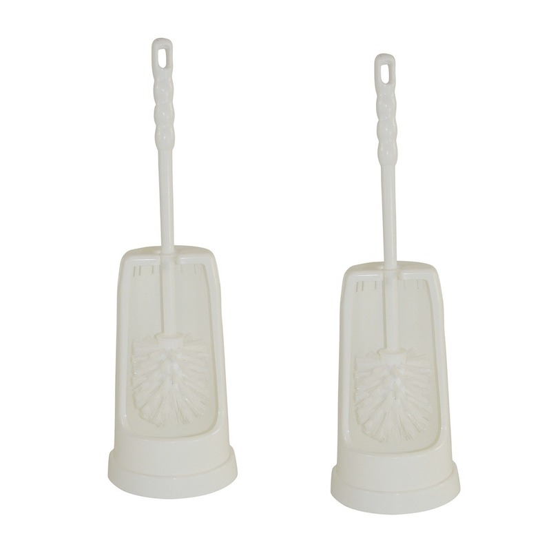 2x Toiletborstel / wc-borstel met houder 16 x 16 x 39 cm -