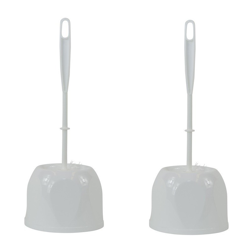 2x Toiletborstel / wc-borstel met houder 13 x 13 x 37,5 cm -
