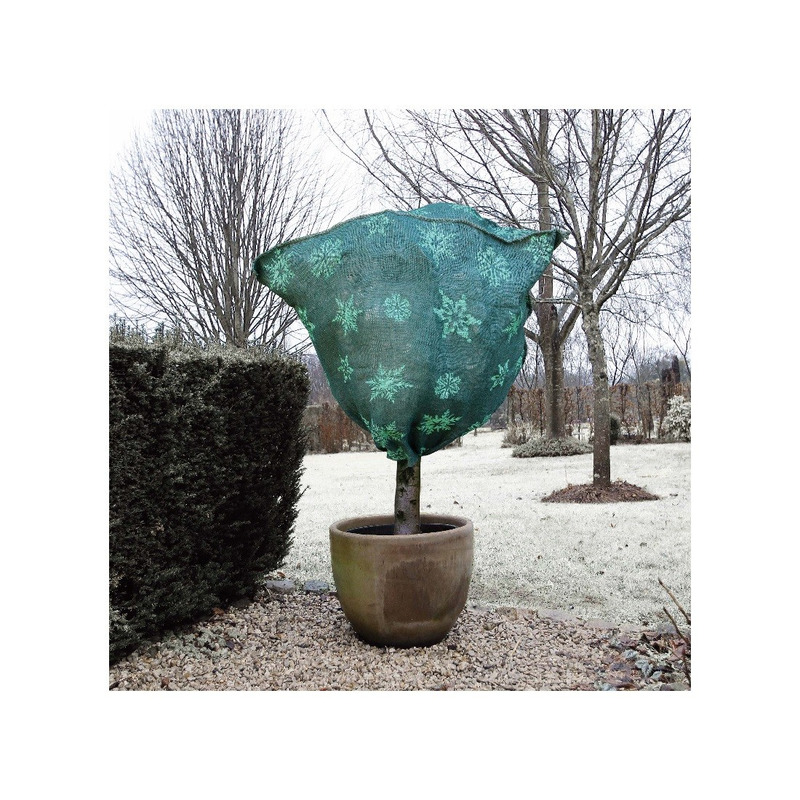 Plantenhoes jute - 2x - H100 x D75 cm - groen - wintermotief - anti-vorst planten beschermhoes -